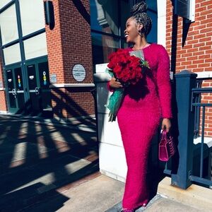 💕Pink Fuzzy Maxi Dress 💗